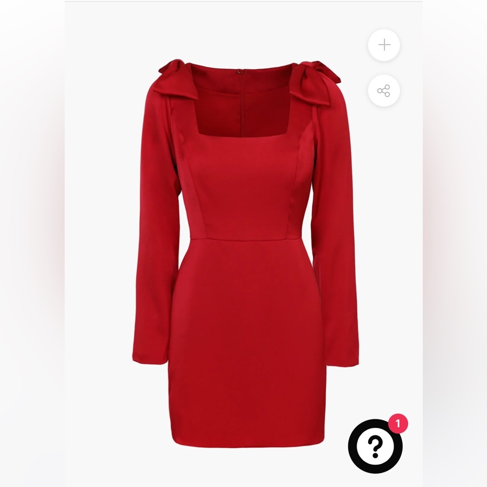 Adeline Rae red bow sleeve satin mini dress. NWT. Medium.